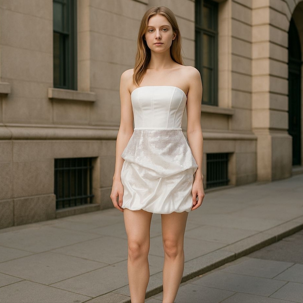 JESSICA McCLINTOCK Elegant White Strapless Dress P2p 15 L 26